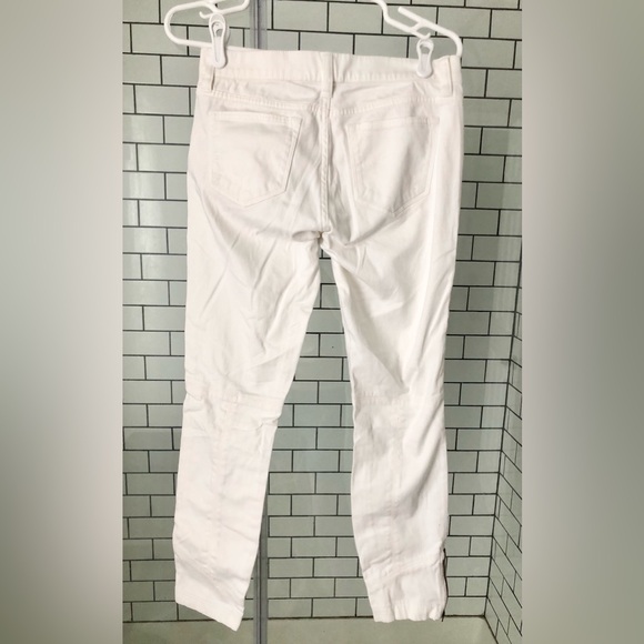 J Crew Women's Size 25 White Cropped Pants, Front Zipper Pockets & Zipper Ankle - Picture 6 of 6
